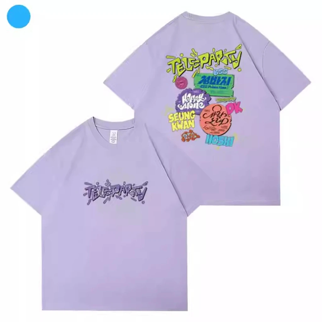 

Oversized Cotton Top, TELEPARTY graphic T-shirt, casual women's O-neck short-sleeved clothing, couple Kpop street T-shirt