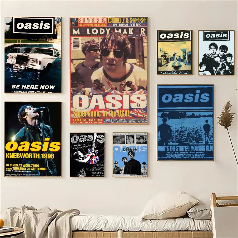 Oasis Band Britpop Classic Poster Self-adhesive Living Room Bedroom Party Bar Decor Moisture-proof Fade-resistant HD