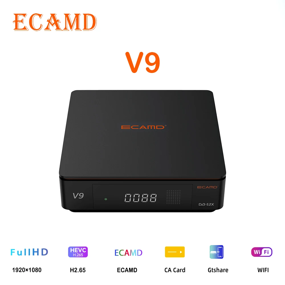 ECAMD V9 Decoder satellitare DVB-S2X sintonizzatore TV digitale, Biss Auto Roll/AVS + VC /ACM ricevitore satellitar