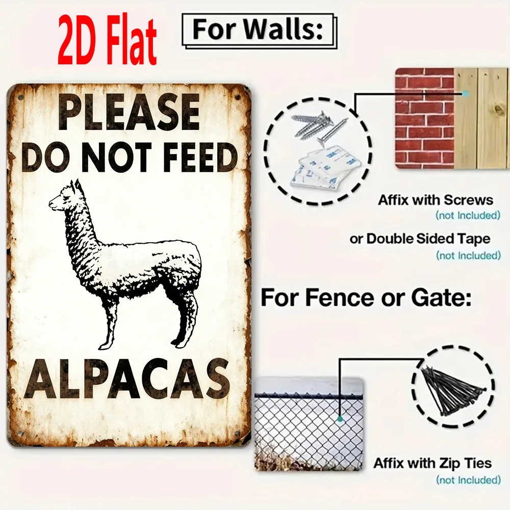 Please Do Not Feed Alpacas Sign - Humorous Farm Warning Metal Poster for Zoo Home, Vintage Alpaca Wall Decor
