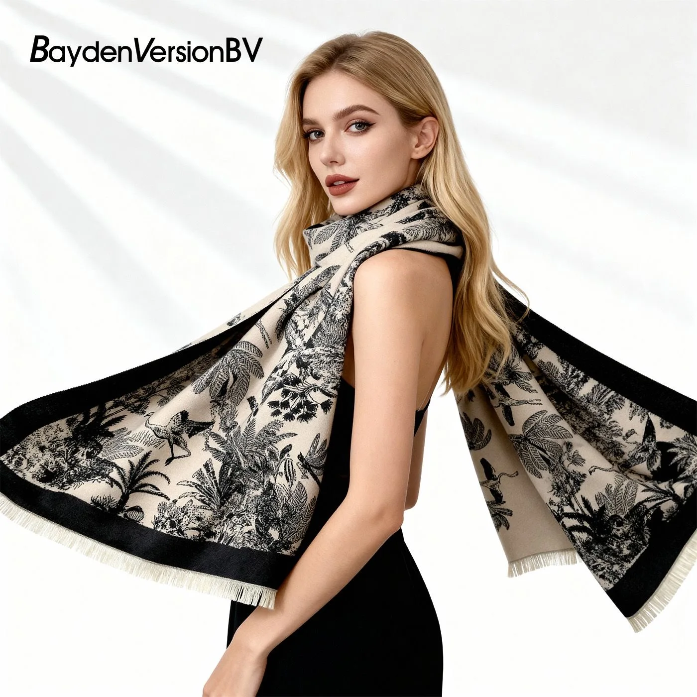 وشاح حبر مزدوج الجوانب جديد لعام 2025 للنساء شتوي سميك ودافئ متعدد الوظائف شال شتوي صندوق هدايا أساسي يأتي مع هدية