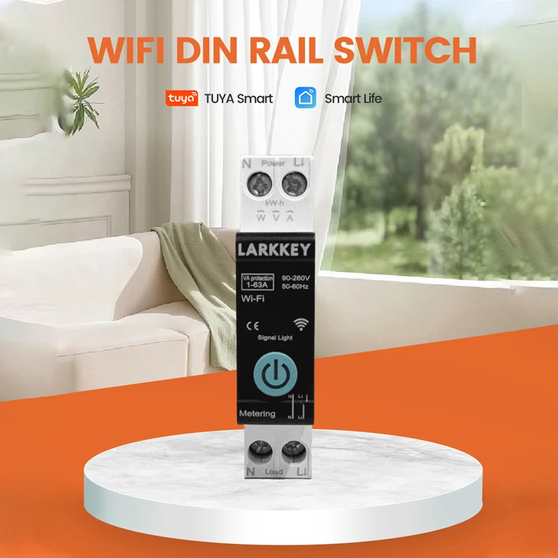

TUYA WIFI Intelligence Circuit Breaker Power Metering DIN Rail Wireless Remote Control Smart Switch for Smart Home LARKKEY