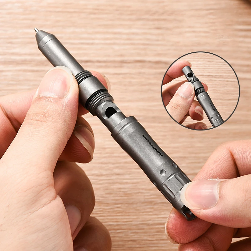 Outdoor Multifunctional Portable EDC Self Defense Pen Titanium Alloy Survival Whistle Tool