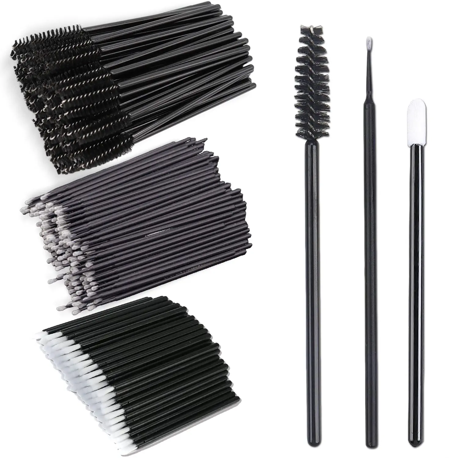 200PCS Eyelash Extension Supplies Kit, disposable micro cotton swabs eyelash brush Lip brush Mascara Wand Applicator MakeupBrush