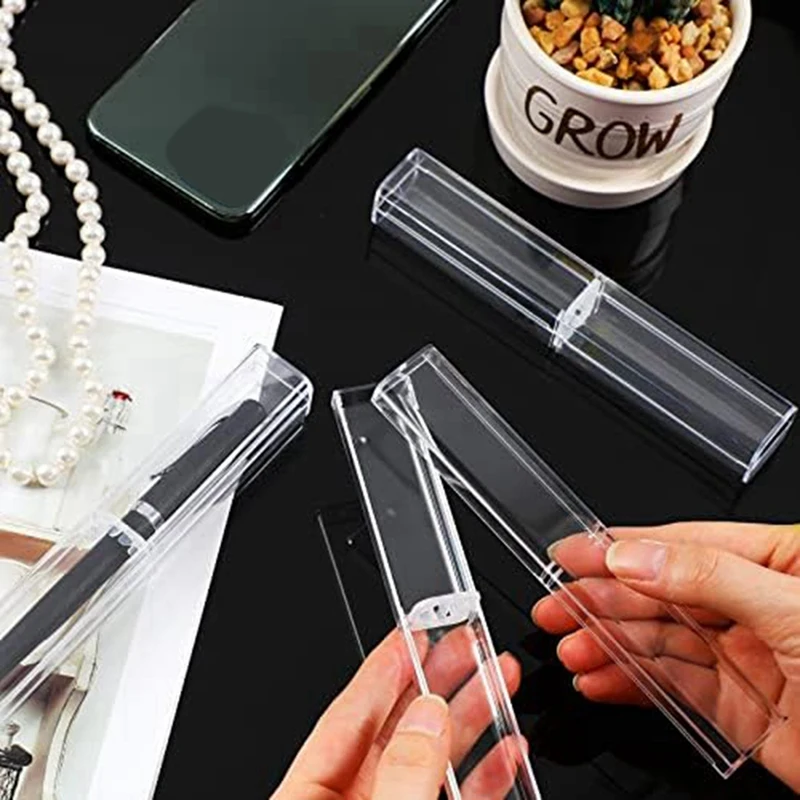 40 PCS Gift Empty Pencil Boxes Plastic Pen Storage Transparent Plastic Pencil Boxes