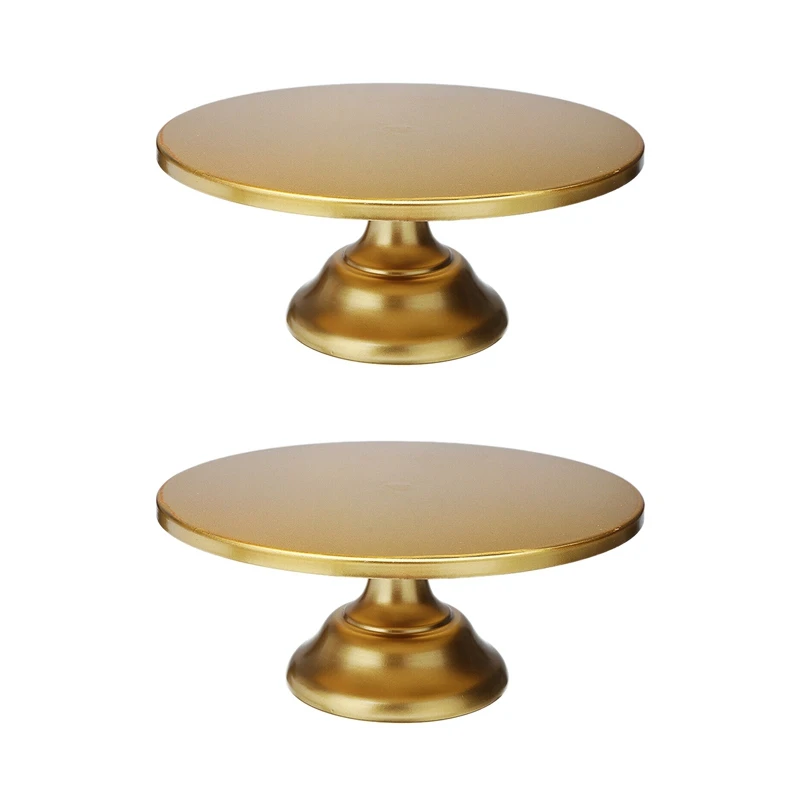 

2X 12 Inch Iron Round Cake Stand Cake Plate Pedestal Dessert Holder Wedding Birthday Party-Gold