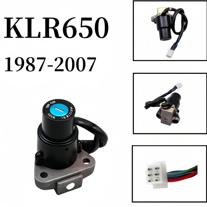 Cerradura de interruptor de encendido para motocicleta, Kit de llave, cerradura de puerta eléctrica, 6 cables, para Kawasaki, KLR-650, KLR, 650, 1987-2007