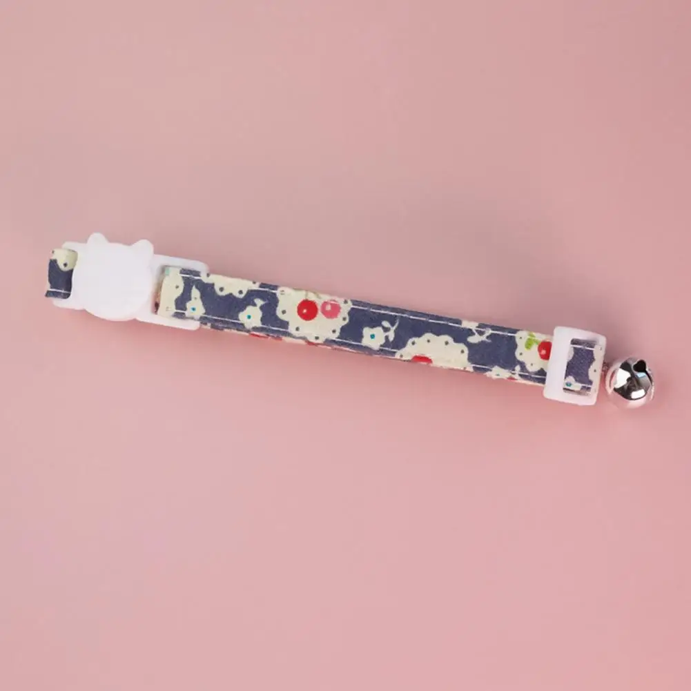 Dog Collar Mini Bells Design Flower Pattern Kitten Neck Circle Adjustable Decorative Cotton Floral Fruit Print Kit Neck Strap