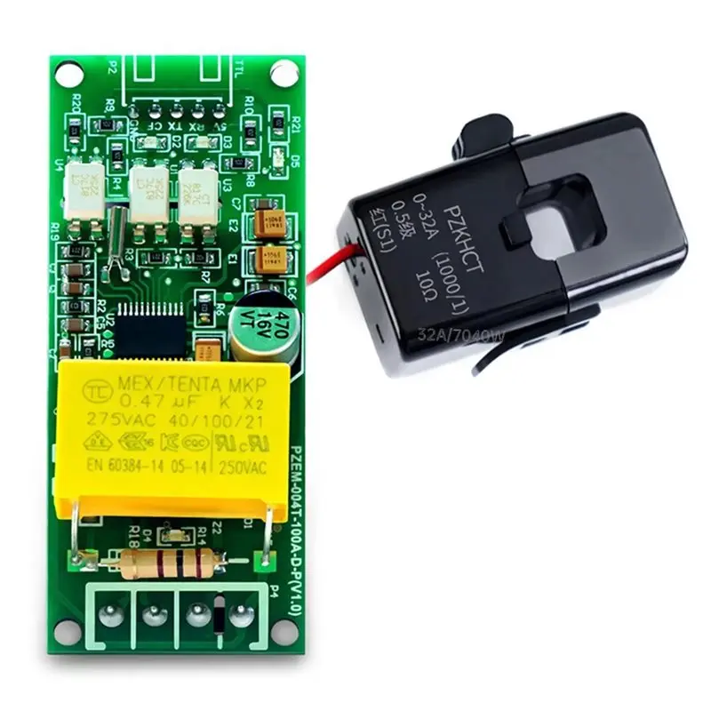 DTEN-2X PZEM-004T AC Digital Voltmeter Ammeter Wattmeter Power Frequency Test Module TTL Serial Pin Array Version A