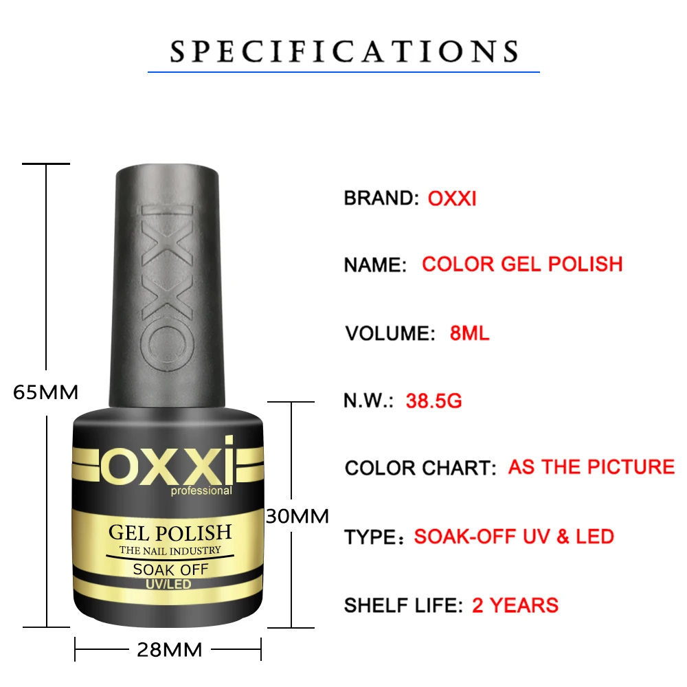 OXXI PROFESSIONAL Gel Varnishes for Nails 8ml Semi-permanent uv Gel Nail Polish Manicure Color Gellac Led Enamel Daily Classic