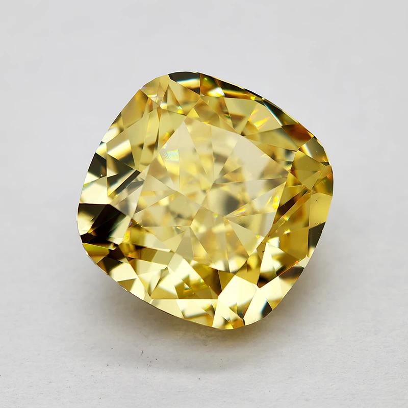 Now Yellow Square Cushion Crushed Ice Cut Cubic Zirconia High Carbon Diamond CZ 4K Cutting 5A+ Quality