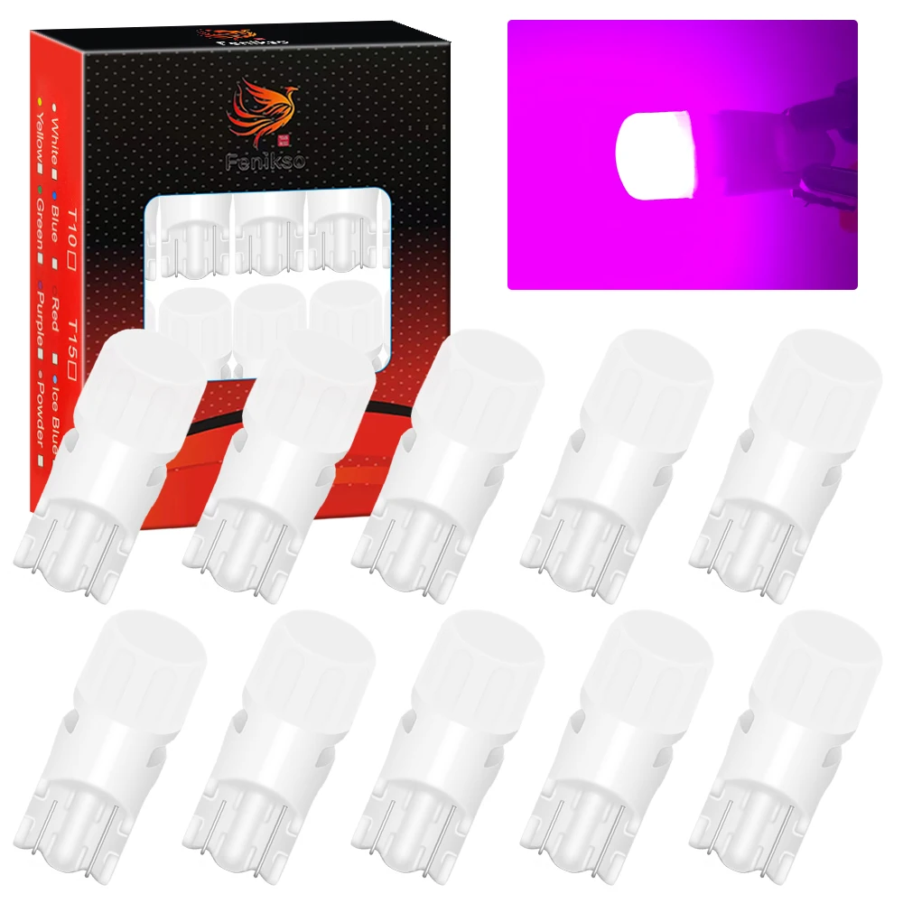 

Fenikso T10 W5W LED Canbus Bulb 0.5W 12V 650LM Super Bright Car Interior Side Light License Plate Lamp Auto,7 colors, 10pcs.