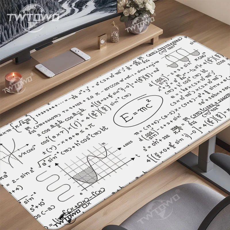 Mouse Pad White Math Formula Gaming XL HD Custom Mousepad XXL Playmat Desk Mats Non-Slip Natural Rubber Office Desktop Mouse Pad