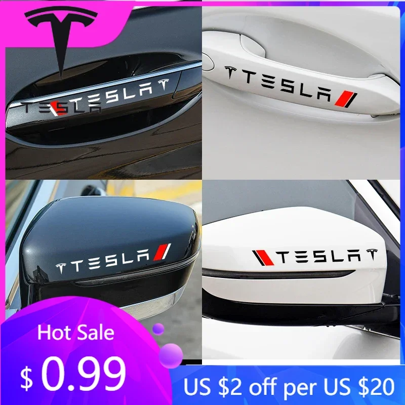 

Наклейки на дверные ручки автомобиля для Tesla Model 3 Y Juniper Highland 2020-2026 2025: 4 виниловых стикера для стайлинга авто, горячая новинка