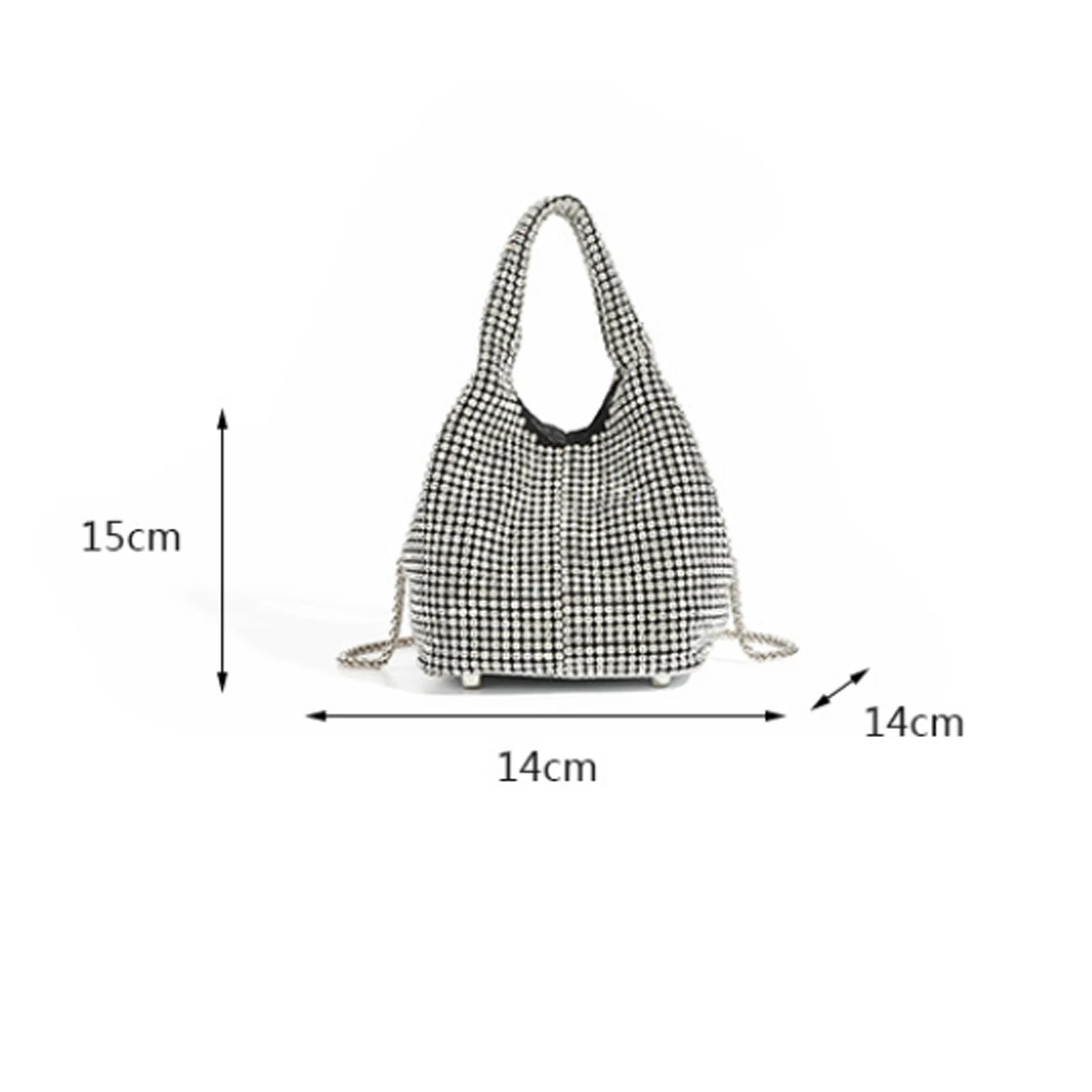 Gradient Color Full Diamond Bucket Bag for Women 2023 New Diamond Bucket Bag Rhinestone Chain Bag Hand-held Crossbody Bag