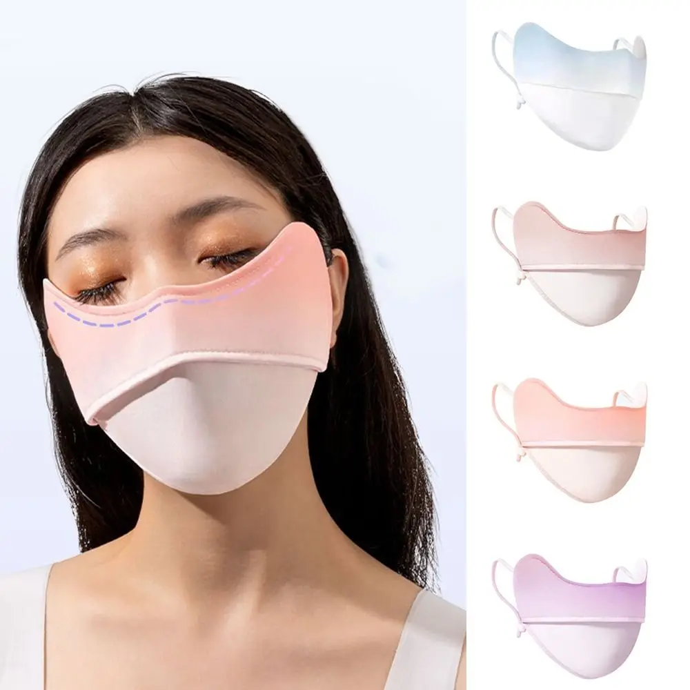 Maschera per il viso a prova di raggi ultravioletti di colore sfumato maschera per la protezione solare sottile multicolore creativa protezione per gli angoli degli occhi sciarpa per il viso traspirante