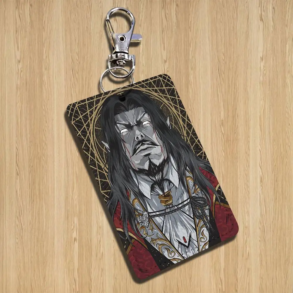 Passionate Castlevania Nocturne Rectangle ID Card Case Keychain Access Card Bag Key Tag Ring Leather Card Holder Key Ring Access view 6