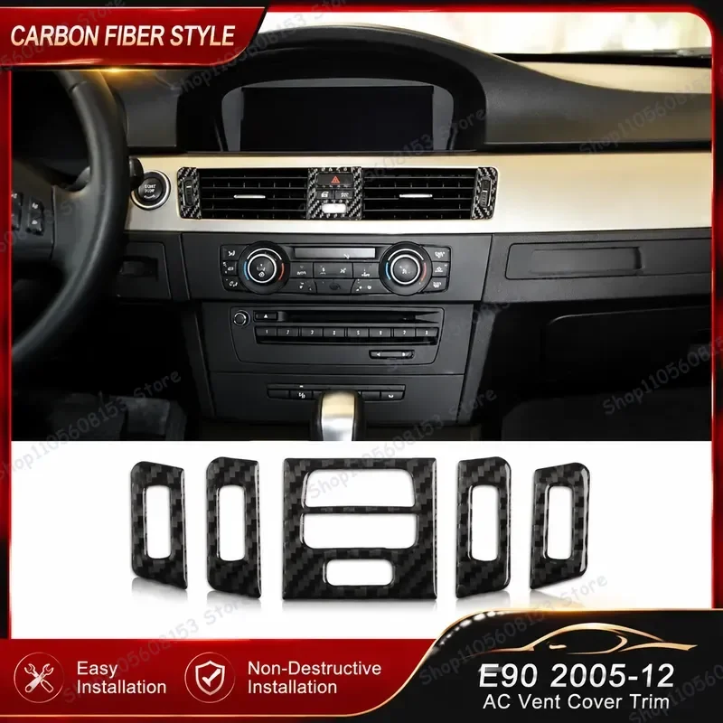 For BMW E90 E92 E93 2005-2012 Carbon Fiber AC Vent Decorative Sticker Interior Trim Accessory Car Styling Upgrade