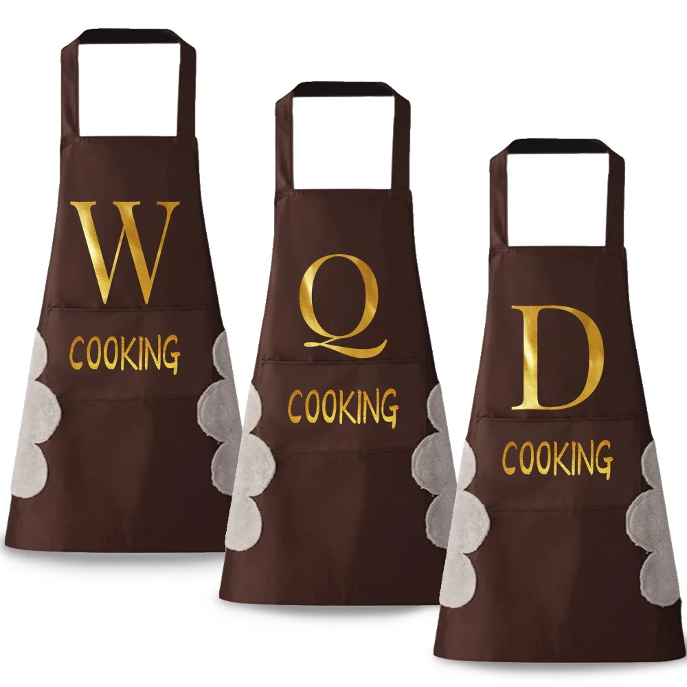 

Kitchen Aprons for Woman Men Chef Work Waterproof Apron Grill Restaurant Clean Uniform 26 Letter Series Beauty Nails Work Clothe