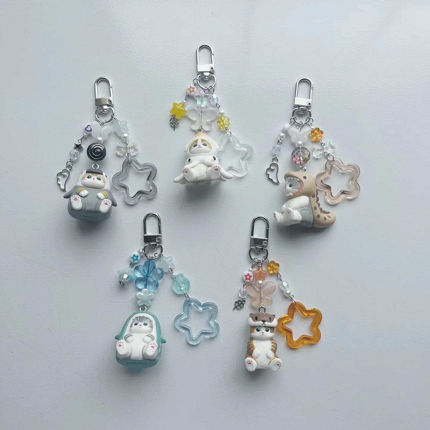 Mofusand muñeca gato tiburón vida marina serie llavero hecho a mano diseño estético regalo de vacaciones Y2K