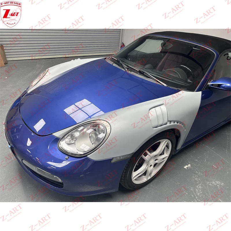 Z-ART 987 GT2 RS واقي الطين الأمامي لبورشه 987.1 ألياف الكربون الجافة تنفيس الجبهة الجناح لبوكستر كايمان 2005-2008 #6