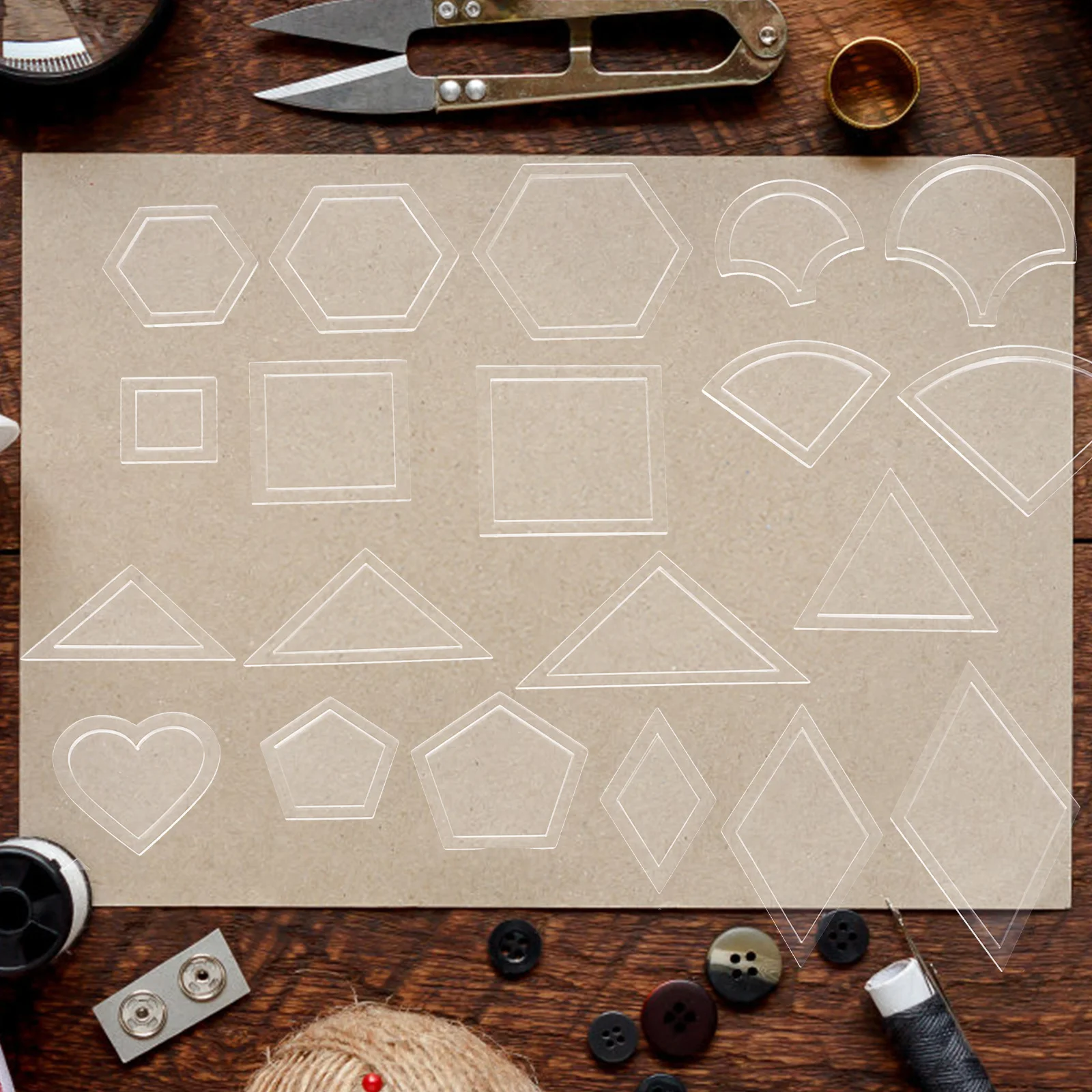 

108Pcs Patchwork Template Tool Mixed Clear Acrylic Quilting Templates Stencil Kit Sewing Ruler Patchwork Sewing Tools