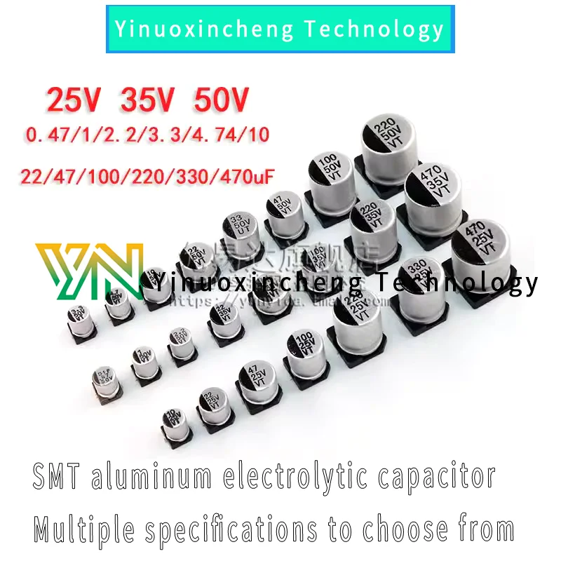 

20PCS/LOT SMT aluminum electrolytic capacitor 25V 35V 50V 1/2.2/4.7/10/22/47/100/220/470UF