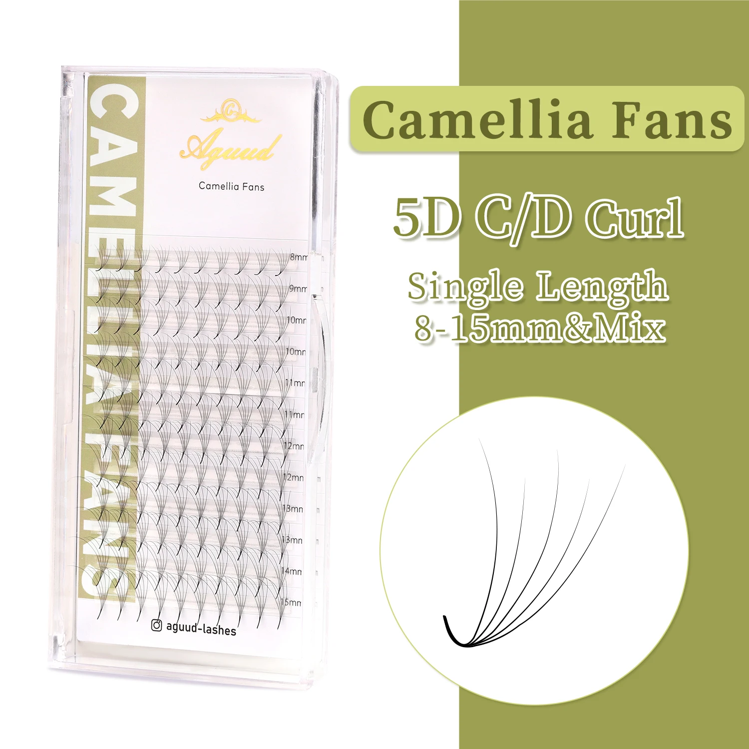AGUUD Camellia Lashes, vorgefertigte Volumenfächer, 5D, 8D, 10D, spitze Basis, mittlerer Stiel, künstliches Nerzvolumen, Kamelie, blühende Wimpernfächer – Detail 4