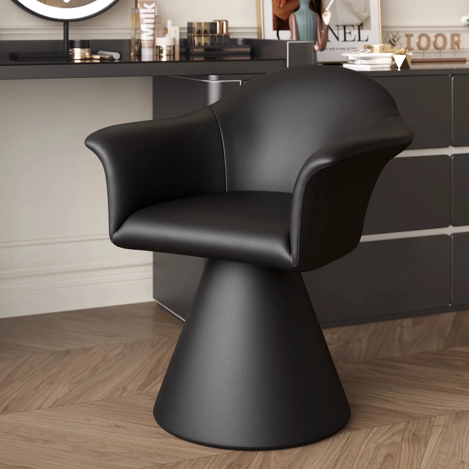 Luxury Rotatable Makeup Chair - Modern Designer Storage Seat for Bedroom