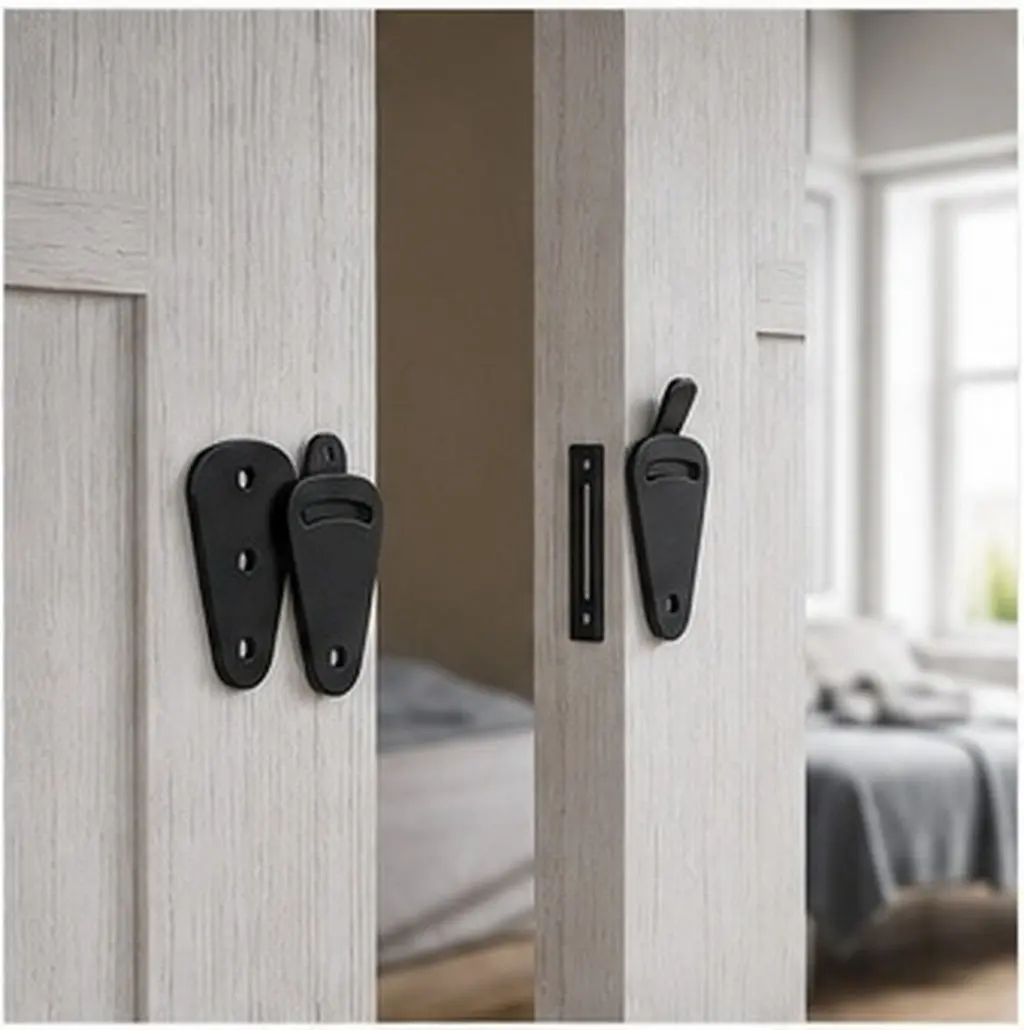 Barn Door Lock Black Sliding Privacy Interior Latch Stainless Steel Heavy Duty Rustic Slide Gate Latch Bedroom Kitchen 2.2x1.6