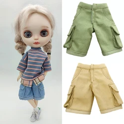 Ob22 Doll Khaki Denim Shorts With Two Pockets Doll Striped Short Sleeved T-Shirt For Blythes Ymy Licca Azones Ob24 Ob27 Fr Doll