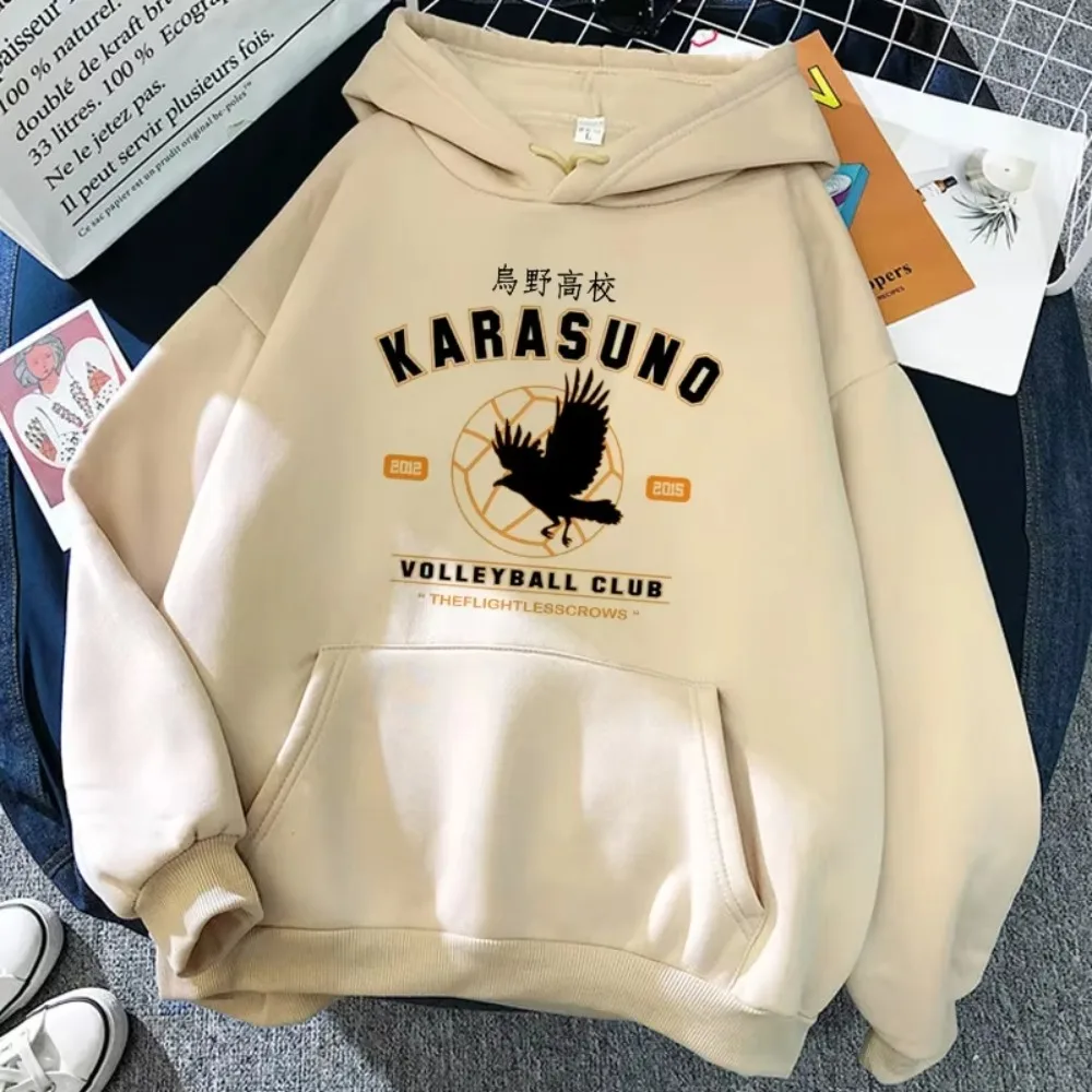 90er Jahre Japanischer Anime Haikyuu Hoodie für Damen, lustiges Karasuno Fly High Grafik-Streetwear, lässiger HipHop-Sweatshirt, Harajuku, Unisex – Detail 3