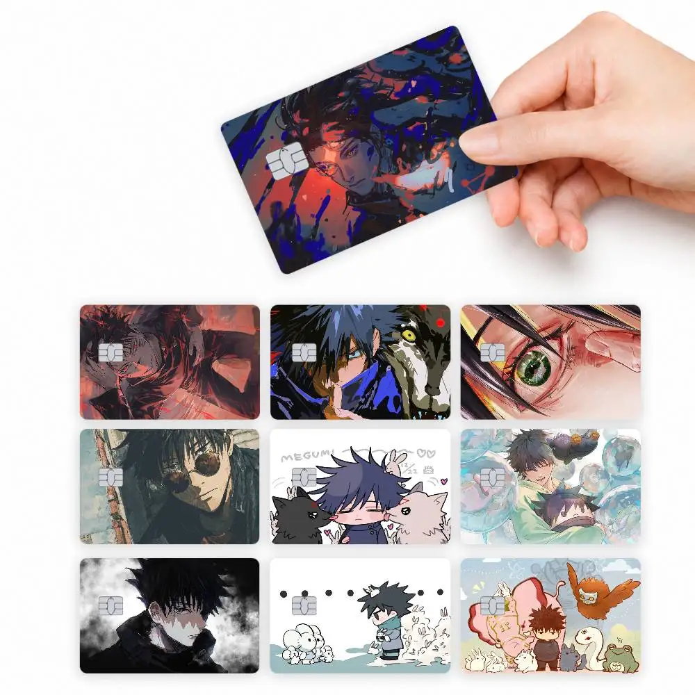 Anime M-Megumi F-Fushiguro  4pcs Credit Card Skin Stickers Suitable for Bank Debit Subway Bus Transit Pass Decorative Cover