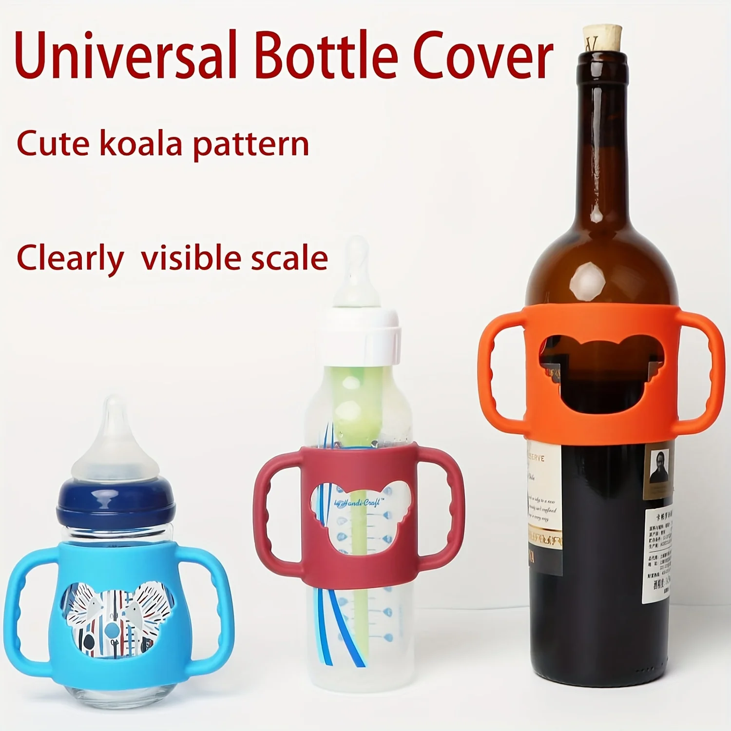 Silicone Bottle Grips with Cartoon Designs, Everyday Bottle Accessories, Soft and Flexible Silicone Sleeves,  for Most Bottles
