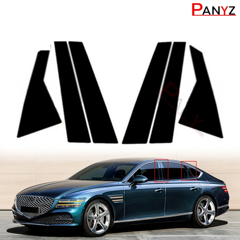 6Pcs Car Window Pillar Posts Door Trim Sticker for HYUNDAI GENESIS G80 Sedan 2015 2016 2017 2018 2019 2020 2021 2022