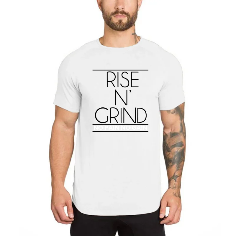 

Gym Bodybuilding Muscle Cotton T-shirts Mens Running Sport Casual Short-sleeved Tops Summer Breathable Slim Fit Fitness Shirts