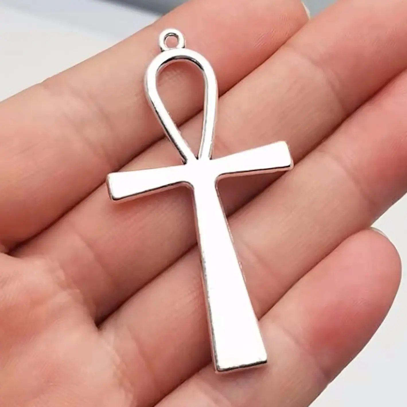 10pcs/Lot--52x28mm Antique Silver Plated/Bronze Plated Big Ankh Cross Charms Pendants For Diy Supplies Jewelry Making Accessory - view 3