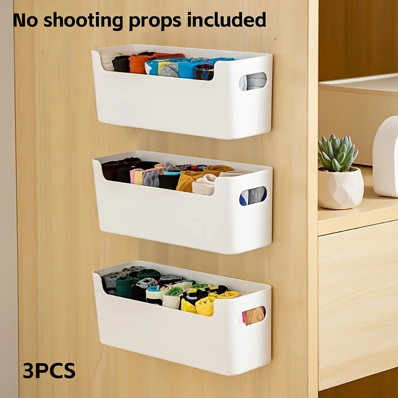 2/3A Plastic Wall-Mounted Storage Box, No Drilling Required. Ideal for Kitchen, Bedroom, Bathroom, Cabinet & Wardrobe Door Organ