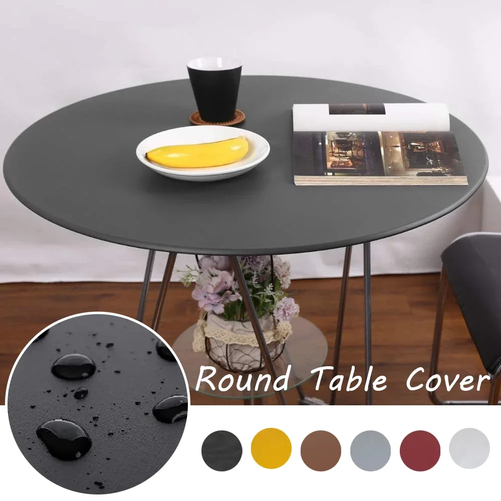 

Elastic Round Table Cover Waterproof Oil-proof Kitchen Dinner Tablecloth Protector 60-130cm / Party Table Decoration 식탁보