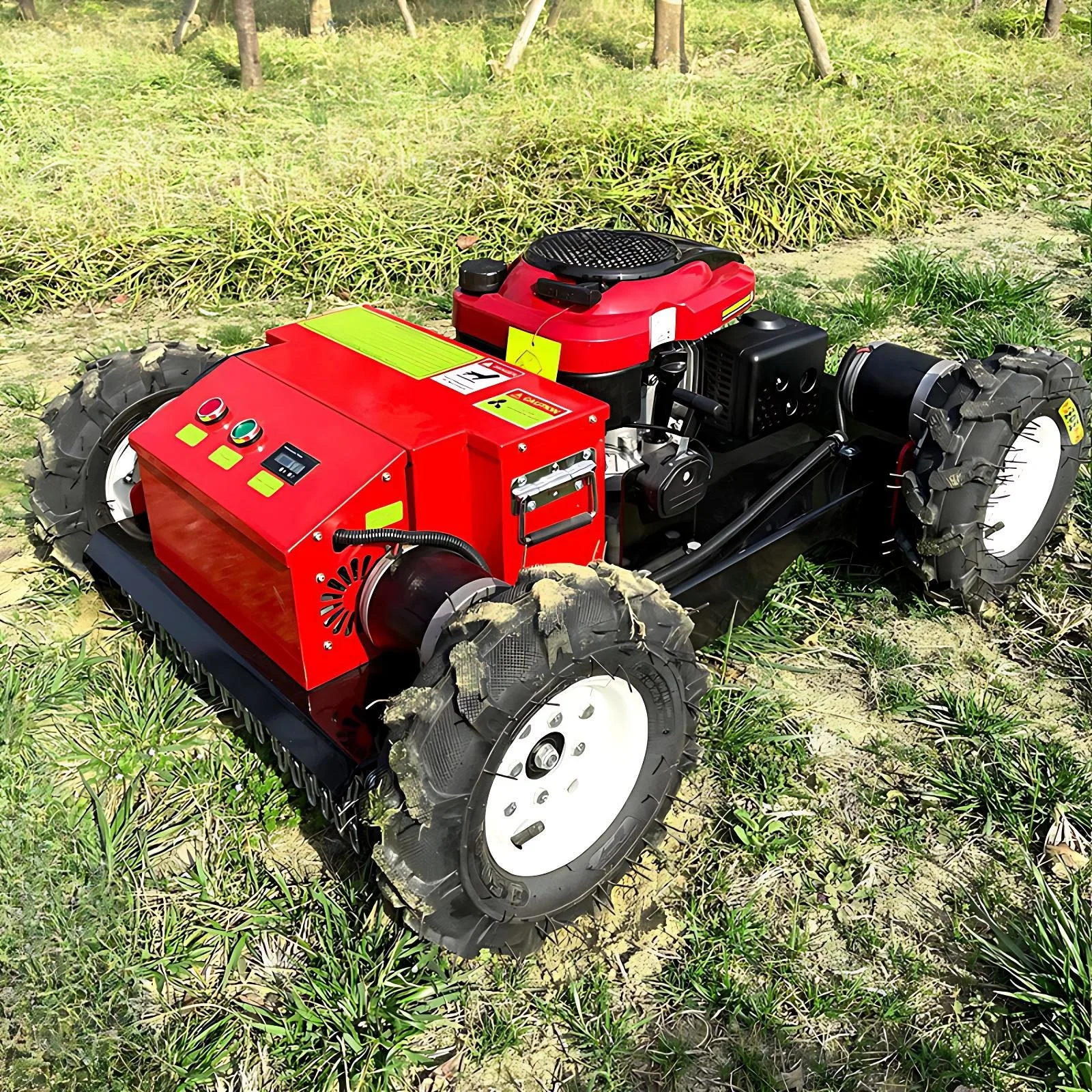 업그레이드된 4륜구동 험지용 원격 제어 브러시 커터, 경사지, 산, 농지, 과수원 잡초 제거용 중장비 잔디깎이