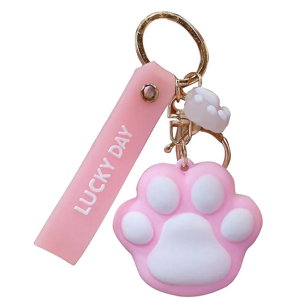 Porte-clés de voiture en gel de pton avec motif de patte de chat pour femme, pendentif cartable, personnalisé, style coréen, animal de dessin animé