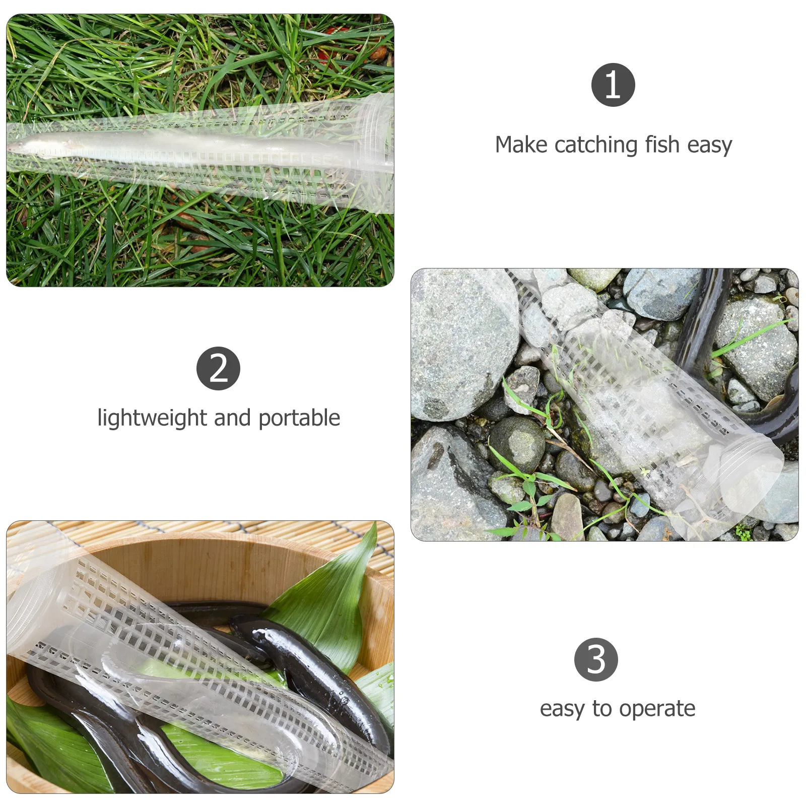

Fishing Cage Trap Reusable Plastic Eel Shrimp Lobster Minnow Catcher Easy Operate Lightweight Portable Minnow Trap