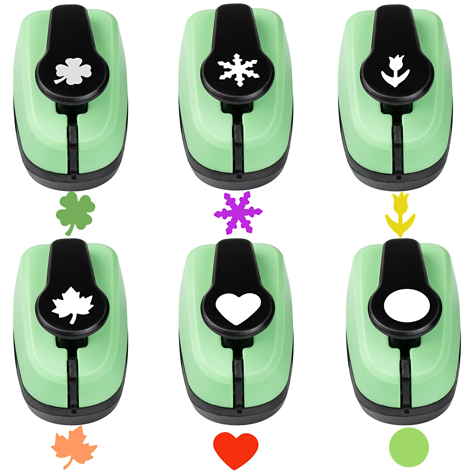 

6 pcs Paper cutter for crafts Hole Puncher Tool Set Circle Heart Flower Paper Shapes Hole for card making custom scrapbook