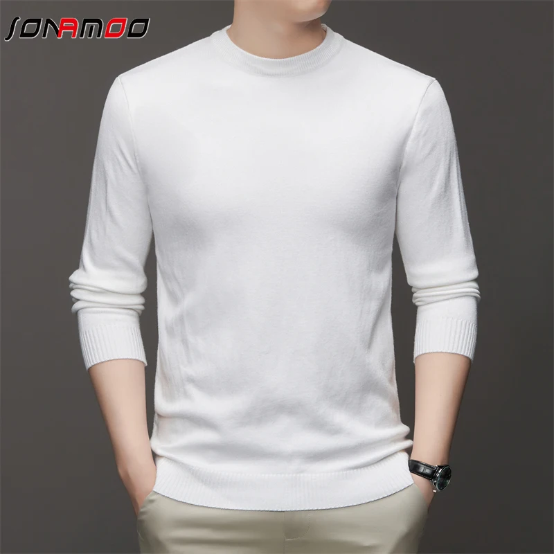 7 Colour Men\'s Round Neck Long Sleeved Solid Color Sweater Soft Warm and Comfortable Top with a Base