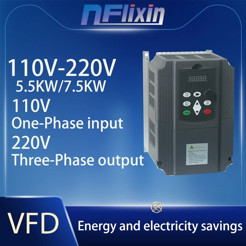 0.75/1.5/2.2/4/5.5/7.5kw inverter Boost AC 110V to 220V Frequency Inverter 1 phase 110V input to 3 phase 220V  output