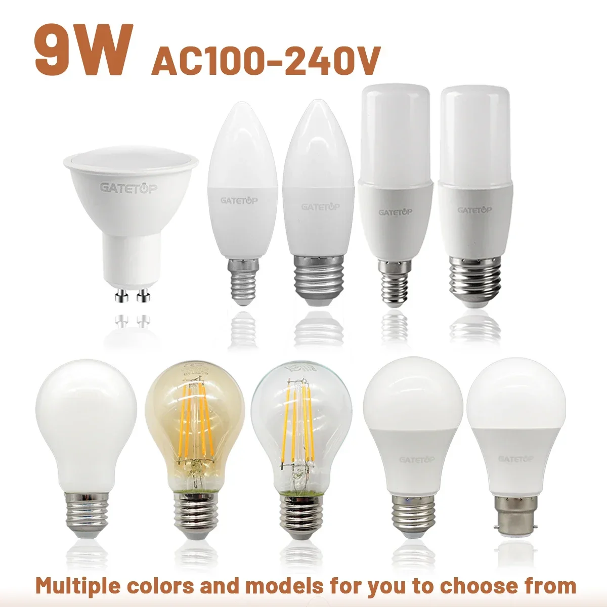 1-10pcs E27 Retro Edison Vintage Lamp A60 LED Filament Bulb B22 E14 GU10 Spot Light AC100V-240V Light Bulb Glass Bulb