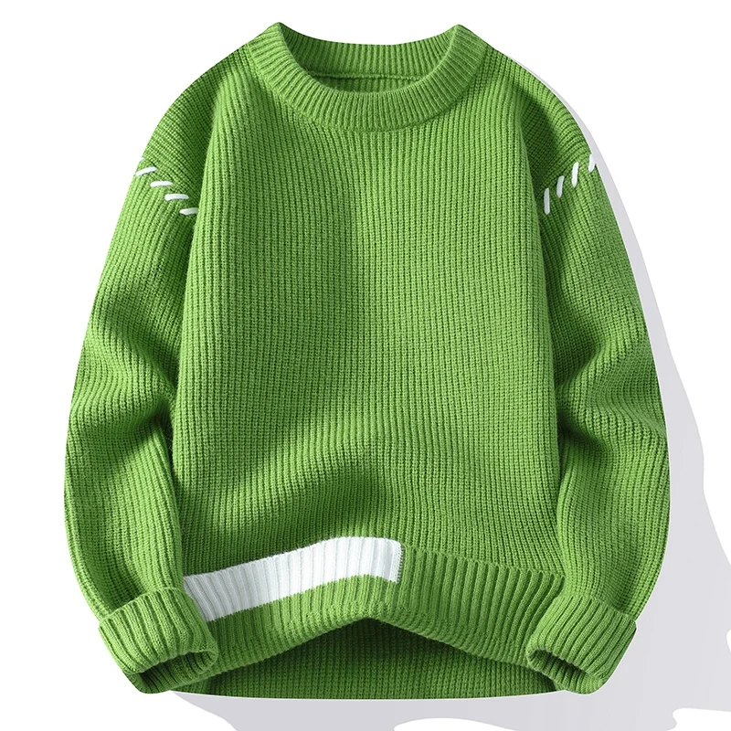 Autumn Winter Men\'s Sweater Warm Knit Pullovers Fashion Loose Knitted Sweaters Men Youthful Vitality Patchwork Casual Pullovers