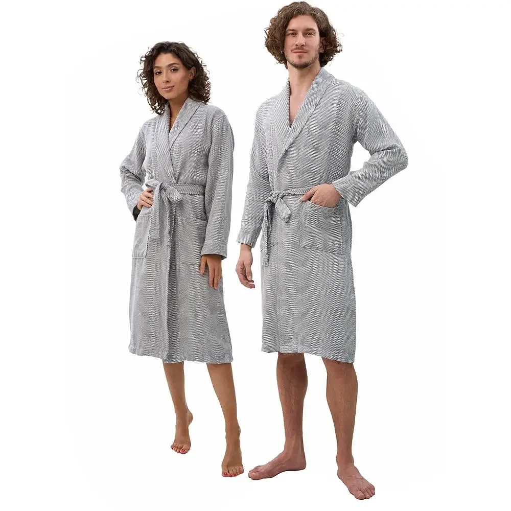 

Халат из 100% турецкого хлопка S-XXL для женщин и мужчин – мягкий и уютный домашний халат в стиле пештемаль, впитывающий влагу и легкий.