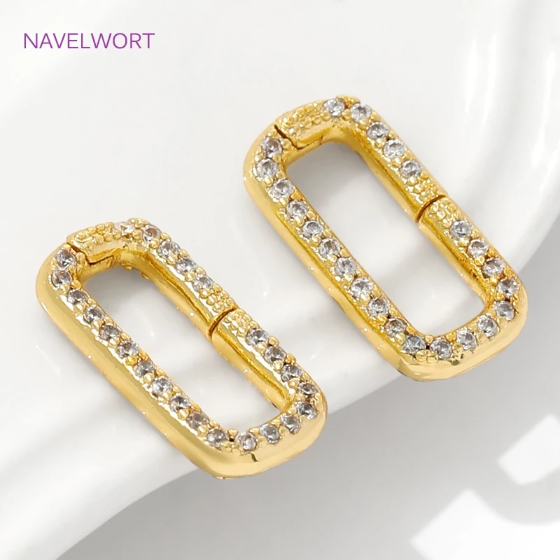 Cierres de resorte de mosquetón rectangulares chapados en oro de 18 quilates, conector de joyería con cierre de hebilla de latón para hacer pulseras, accesorios de joyería DIY
