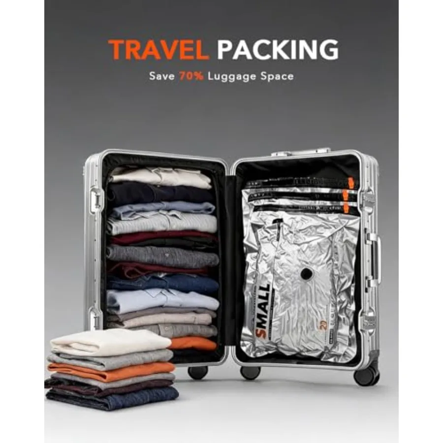 VacEase Ultra 15 Pack Vacuum Bags for Travel with USB and Battery 2-in-1 Rechargeable Air Pump, Compression Storage Bags for Lu - view 5
